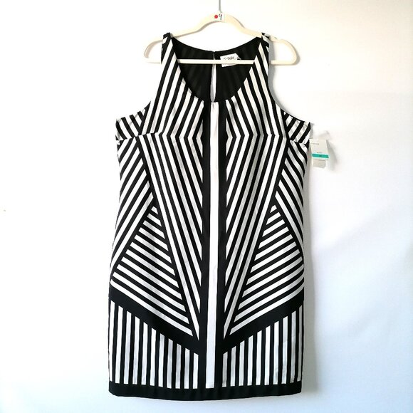 J. Taylor Dresses & Skirts - NWT J. Taylor Womens Modern Black & White Round Neck Striped Mini Dress Size 16